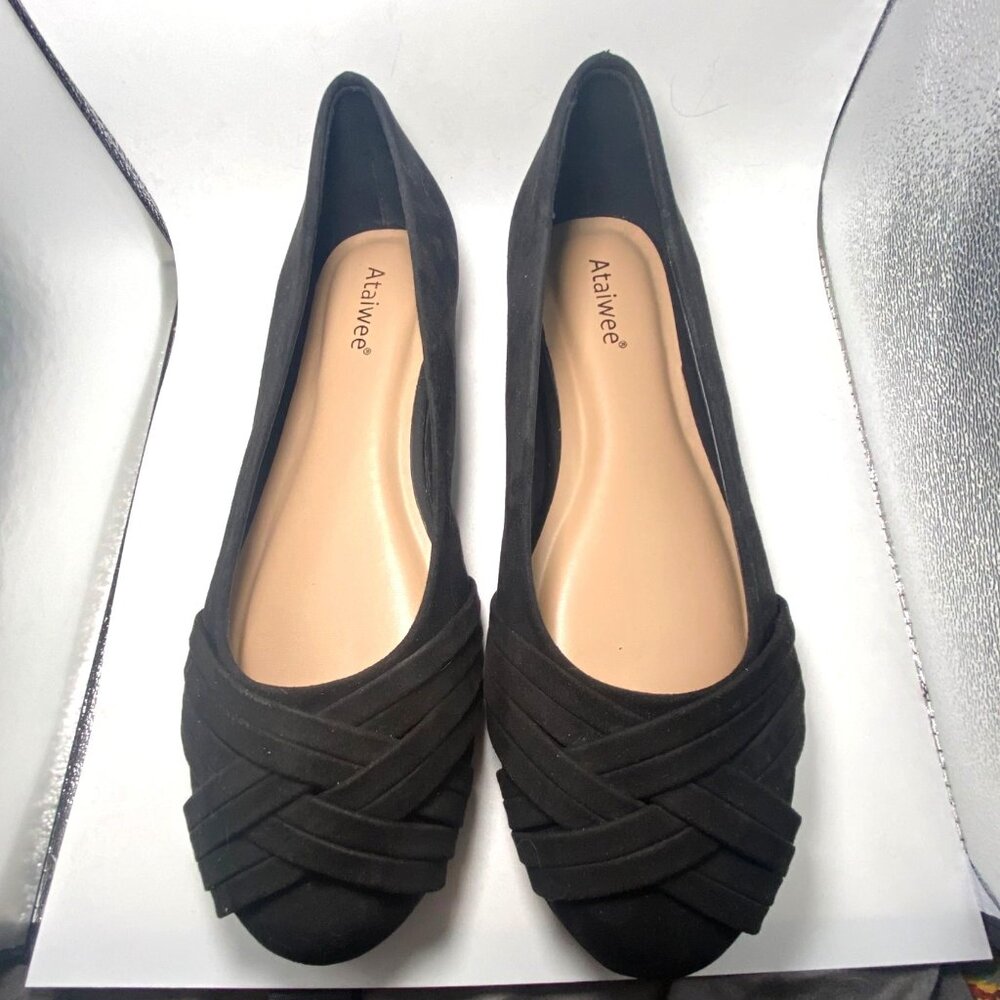 All Black Womens Flats With Crisscross Design By Ataiwee - Picture 3 of 4